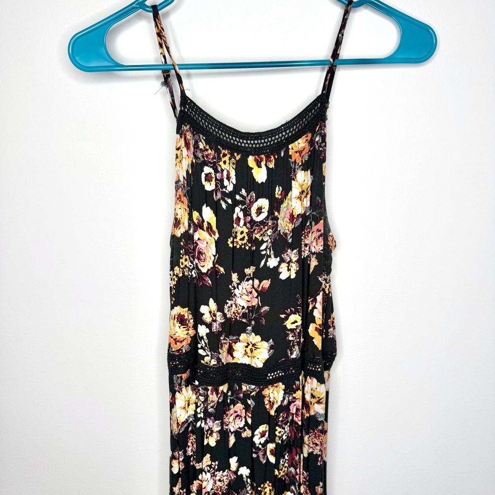 Eyeshadow Black and Floral Print Sleeveless Midi Dress Size Small - Picture 3 of 13